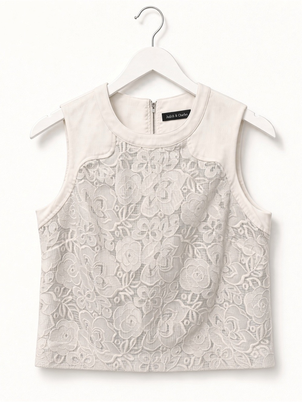 Judith and Charles Cream Lace Sleeveless Top/Cropped